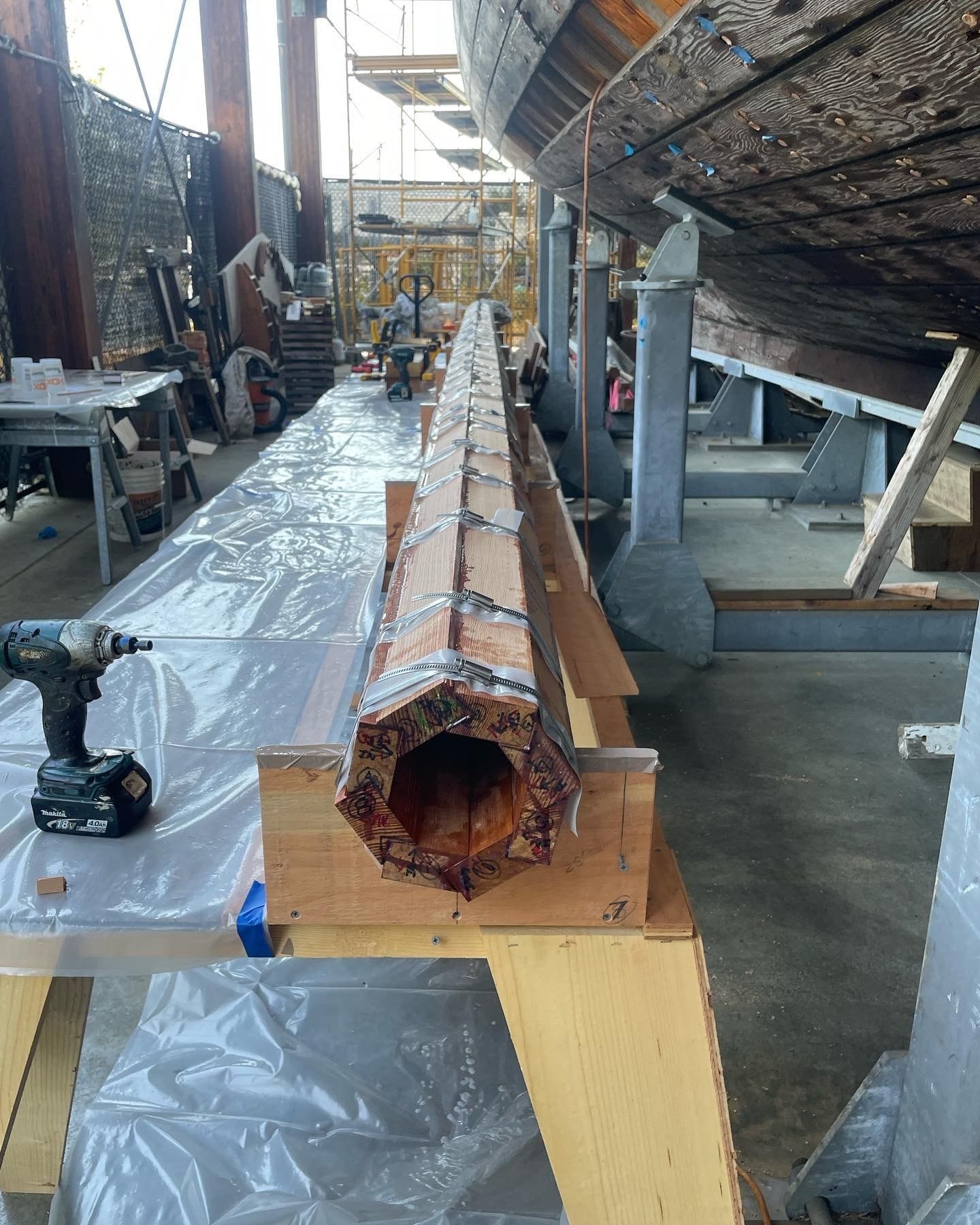 Mast glued